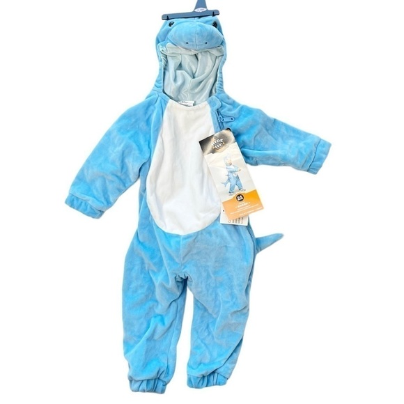 Baby Shark Costume 0-6 Months Infant 3M 6M Hooded Halloween Blue White New NWT - Picture 1 of 6